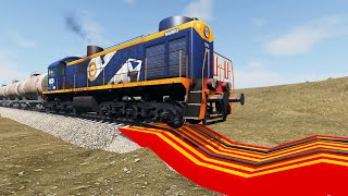 Trains Vs Upside Down Speed Bumps  BeamngDrive [upl. by Aihsekyw928]