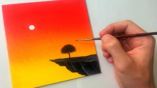 Easy Acrylic Sunset Painting for Beginners  Step by Step Tutorial [upl. by Acinnor230]