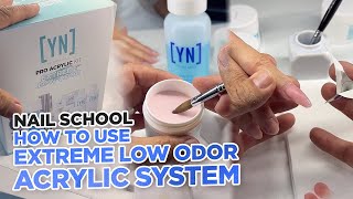 Nail School  How To Work with Extreme Low Odor Acrylic Using New Arch Light amp Ceramic Bit [upl. by Heisel]