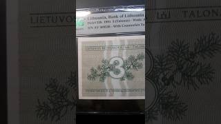 Shorts 237 Lithuania Banknote Bank Of Lithuania 1991 3 Talonas  PMG 67 banknote currency [upl. by Cahilly]