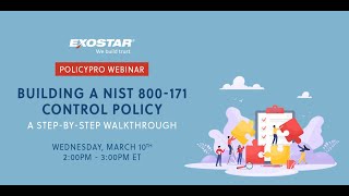 StepbyStep Walkthrough Build Your NIST SP 800171 Control Policy  Exostar [upl. by Voccola682]