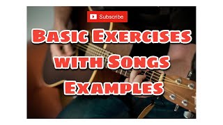 Basic Exercise with Songs Examples  Tabs  Turn phone in Landscape mode for better view [upl. by Kolva]