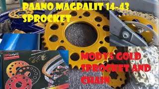 PAANO MAGPALIT NG MODY5 GOLD SPROCKET AND CHAIN 14 43 FOR SNIPER 150 V1 SAGLIT ANG 100KMH SPEED [upl. by Clo]