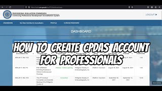 How to create CPDAS account for Professionals [upl. by Churchill301]