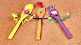 Como hacer Marionetas con Cucharas de Madera  Juguetes para Niños con Materiales Caseros [upl. by Ahsined]