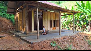 finished log house wooden windows and doors  cabin in the woods living off the grid [upl. by Aniuqahs742]