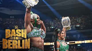 Bianca Belair amp Jade Cargill win the WWE Womens Tag Team Title WWE Bash in Berlin 2024 highlights [upl. by Letnahs757]