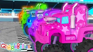 Monster Truck Color Race  Colors for Kids 🎨  GiggleBellies [upl. by Shepperd]