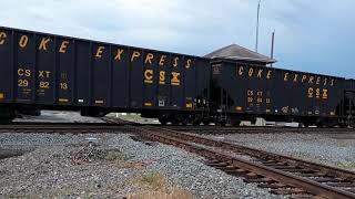 CSX coke train in Deshler Ohio crossing the Flange Bearing Diamond [upl. by Znieh]