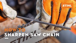 How to Sharpen Saw Chain  STIHL Tutorial [upl. by Fiedling]