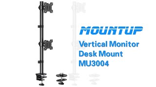 How to Adjust the Tilt and Height of Vertical Dual Monitor Desk Mount MU3004 [upl. by Anbul]