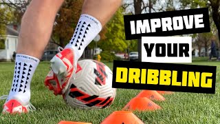 IMPROVE Your Dribbling  Cone Weave Drills for Soccer  Football [upl. by Nonie]