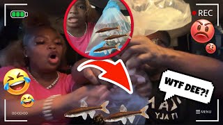 🐟 FISHING MINNOWS 🐟 ON MY GREEDY BF FISH SANDWICH HE ATE EM UP REVENGE PRANK [upl. by Haletky]