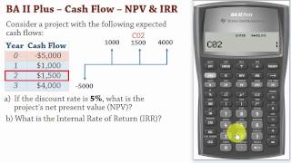 BA II Plus  Cash Flows 1 Net Present Value NPV and IRR Calculations  DCF [upl. by Rodolph]