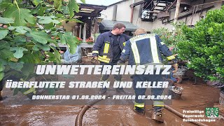 Unwettereinsätze nach Starkregen  Keller und Straßen überflutet  010824 FF Reinhardshagen [upl. by Eelarbed756]