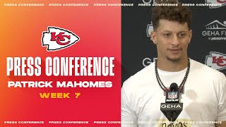 Patrick Mahomes quotLike hes playing Madden reading coveragesquot  Press Conference Week 7 [upl. by Zilef661]