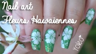 Nail art  Fleurs Hawaiennes [upl. by Asek619]