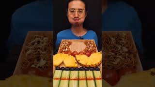 Mukbang ASMR  Hamburger Ippei cherry tomatoes pineapple olives cucumbers [upl. by Queena477]