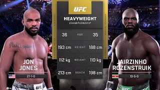 Jon Jones vs Jairzinho Rozenstruik Full Fight  UFC 5 Fight Of The Night [upl. by Ahsikel473]