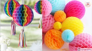 DIY Tissue Paper Honeycomb BallFestival Decoration IdeasDIY Paper BallDiwali Decoration Ideas [upl. by Sidhu]