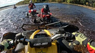 Taking sport quads across flybrook water crossing canamoffroad honda 1000cc canamxmr water [upl. by Evie]