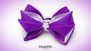 Бант из репсовых лент МК DIY Hair bow tutorial МойМК [upl. by Perloff]