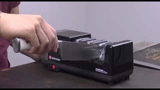 How To Sharpen On Wusthof Electric Knife Sharpener by Chefs Choice [upl. by Annert774]