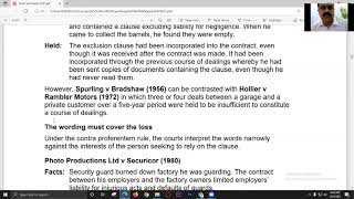 Contract Law Part 5 of 6  Exclusion Clauses [upl. by Ellehsad]