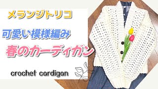 【かぎ針編み】DAISOさんのメランジトリコでカーディガン編みました♪How to crochet cardigan [upl. by Herwig]