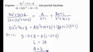 5 Partial Fractions  Example 3 partial fractions with nonfactorizable quadratic factor [upl. by Verbenia]