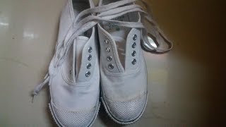 Shoe lace style in 4 holes  How to lacebar white school shoe  Straightlace👞👞 [upl. by Najed530]