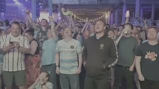 Fans in Manchester go wild as City open Champions League final score  AFP [upl. by Nauqed]