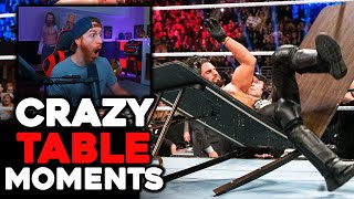 CRAZIEST WWE TABLE MOMENTS [upl. by Ahsiekyt]