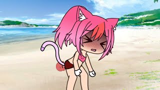 Uwu Gacha kitten gives birth at the beach alone [upl. by Aitnom]