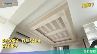 La forma mas FACIL de hacer una DECORACION MODERNA con paneles de yeso de DRYWALL  PARTE 1 [upl. by Hizar]