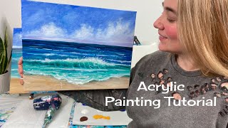 Learn to Paint  Seascape  Acrylic Painting Tutorial [upl. by Xaviera470]