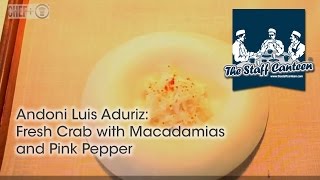 TwoMichelin star chef Andoni Luis Aduriz creates fresh crab with macadamias and pink pepper recipes [upl. by Duky]