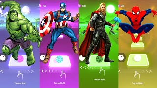 Hulk 🆚 Captain America 🆚 Thor 🆚 Spiderman  Marvel Heroes  Tiles Hop Fun Ball [upl. by Galitea]