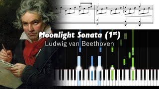 Beethoven  Moonlight Sonata 1st Movement  Piano Tutorial with Sheet Music [upl. by Ayek]