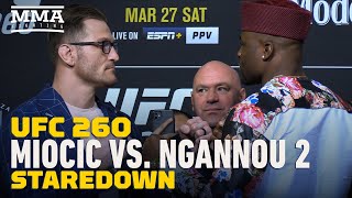 UFC 260 Stipe Miocic vs Francis Ngannou 2 Face Off  MMA Fighting [upl. by Yllac]