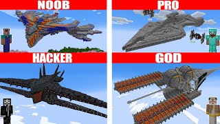 Starship House Build Challenge in Minecraft  Noob VS Pro VS Hacker VS God [upl. by Ahsenrat]