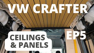 VW Crafter Camper van Conversion EP5 Ceiling with LED Lighting and Bed Lift Panels [upl. by Takeshi]