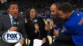 Stephen Curry videobombs dad during pregame [upl. by Chenee]