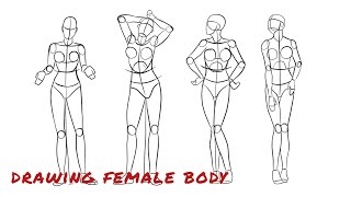 how to draw female body from difrent angle with simple shapes  drawing tutorial [upl. by Bred488]