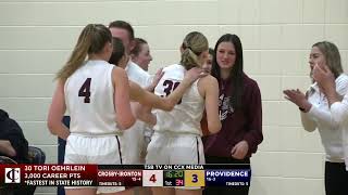 High School Girls Basketball CrosbyIronton vs Providence Academy [upl. by Ehav]