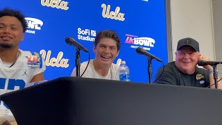 UCLA head coach Chip Kelly QB Ethan Garbers LB Darius Muasau after LA Bowl win over Boise St 1216 [upl. by Julee]