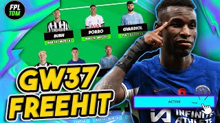 THE ULTIMATE FREE HIT FOR FPL DOUBLE GAMEWEEK 37  Fantasy Premier League 202324 [upl. by Lebazej885]