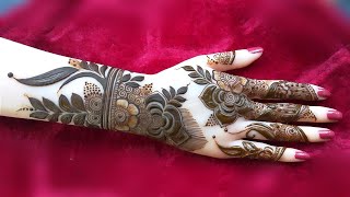 Very Beautiful Floral Khafeef Henna Mehndi Design  Latest Gulf Mehandi Design For Back Hand [upl. by Ennovehc782]