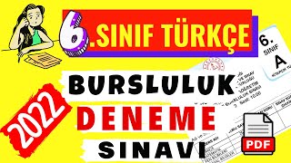 6Sınıf Bursluluk Sınavı 2022  6Sınıf Türkçe Bursluluk Deneme Sınavı  Türkçe Deneme Sınavı [upl. by Camilla]