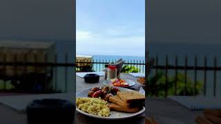 Exploring Varkala  breakfast view varkala varkalabeach varkalacliff beachlife beach sea [upl. by Aisetal]